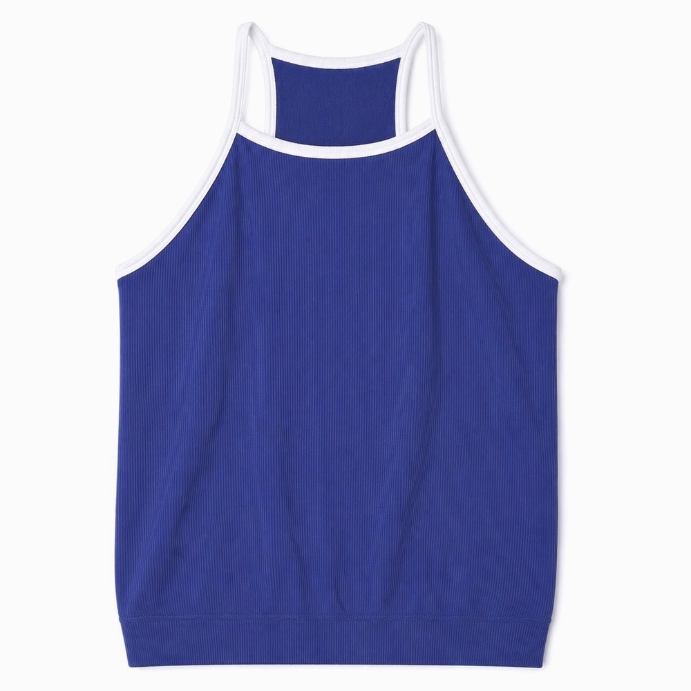 DSG Cami Womens XXS Indigo Blue Momentum Seamless Ribbed High Neck Tank Top NWT
